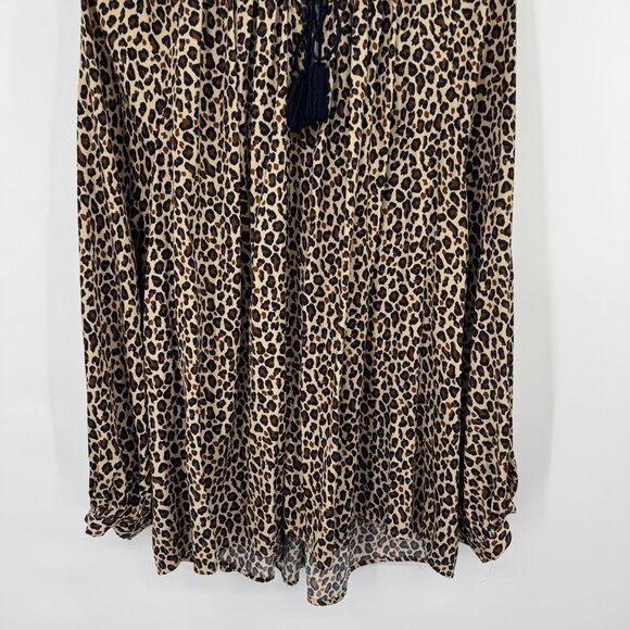 Crown & Ivy Womens Leopard Print Long Sleeve Blouse Tassel Detail size 2x plus - Picture 5 of 11